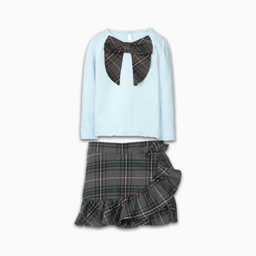 Janie and Jack plaid skirt outfit