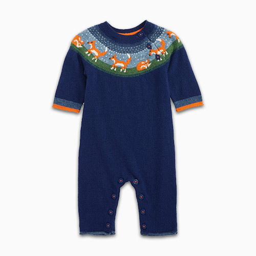 mini boden fox knit romper