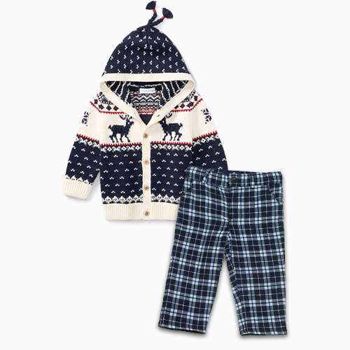 ralph lauren reindeer cardigan babycottons plaid pants