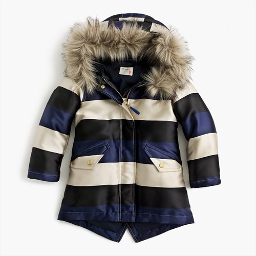 Jcrew Girls Striped Puffer Coat