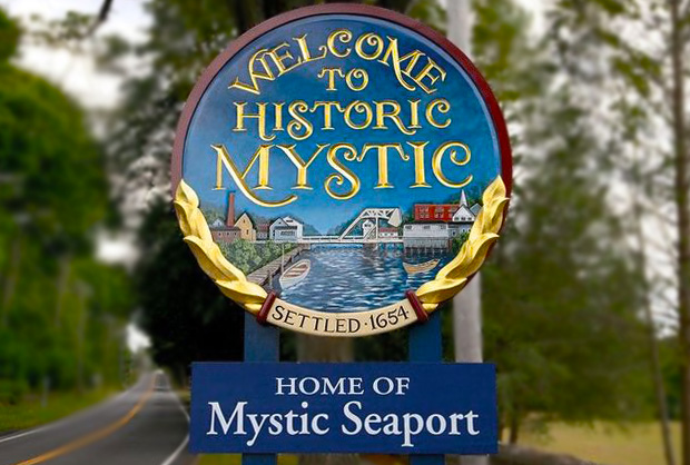 Mystic Conneticut Wood Sign