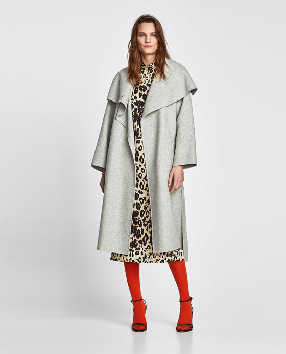 Coat with wrap collar zara online