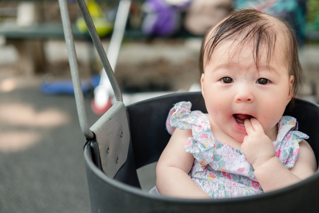 Swinging in the playground